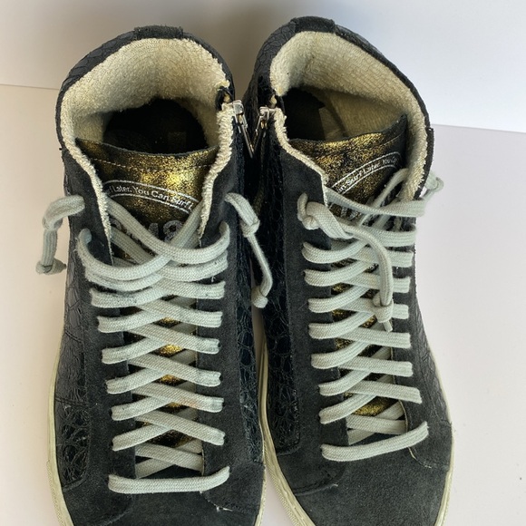 P448 Black High-Top Sneakers with White Soles - Picture 3 of 12